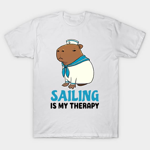 Sailing is my therapy Capybara Sailor T-Shirt by capydays